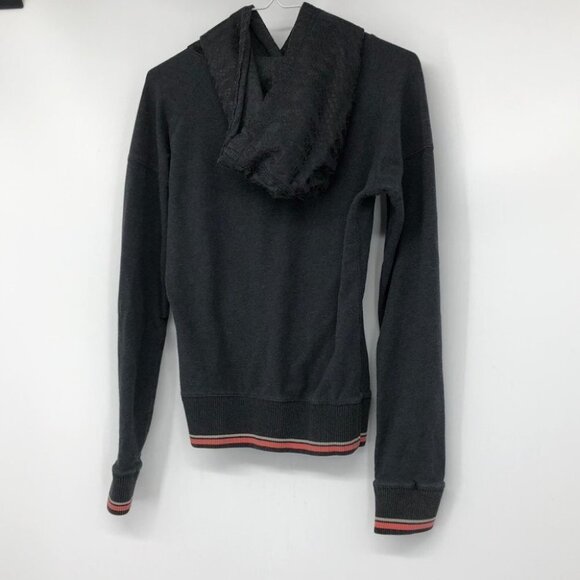 Puma charcoal grey pullover hoodie with through pocket hot pink accents S - Picture 2 of 13